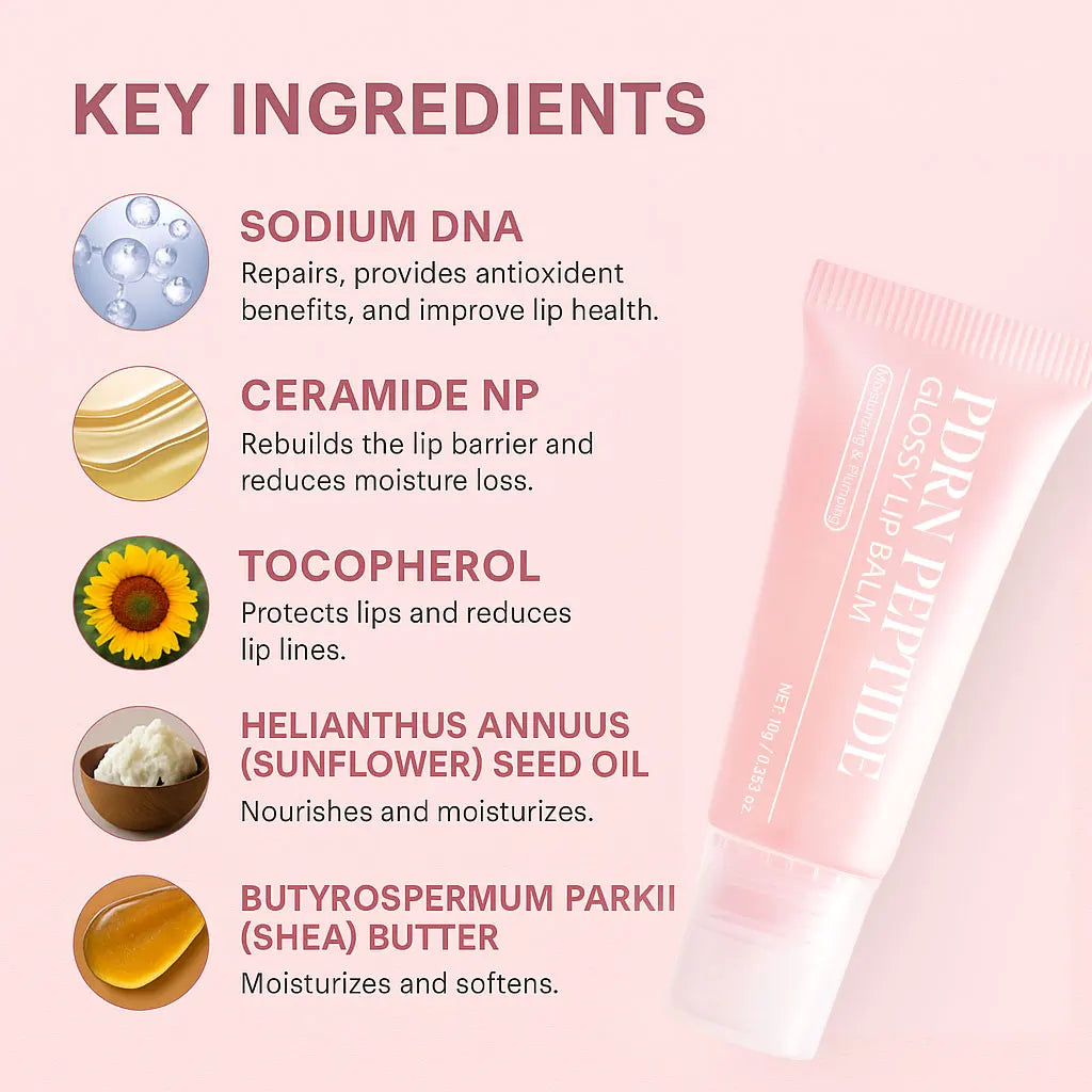 Jelieora Venture PDRN Peptide Jelly Gloss Balm with pink peptide, hyaluronic acid, ceramide for glossy, moisturized lips in 10g jar