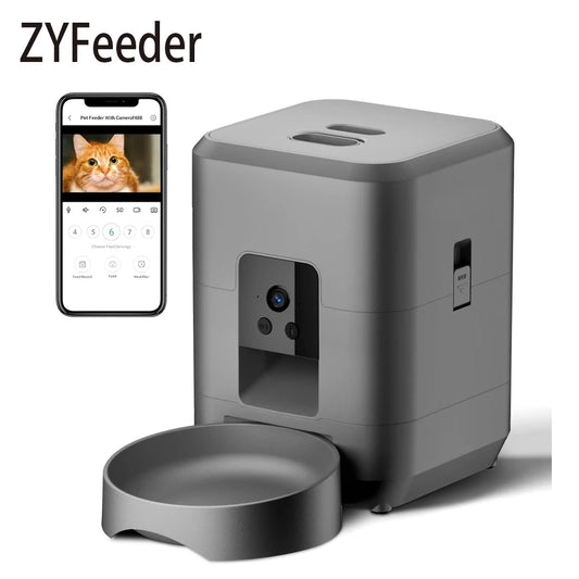 Jelieora Venture 2L automatic pet feeder with Wi-Fi camera, food dispenser for cats and dogs, remote app control, no power plug shown.