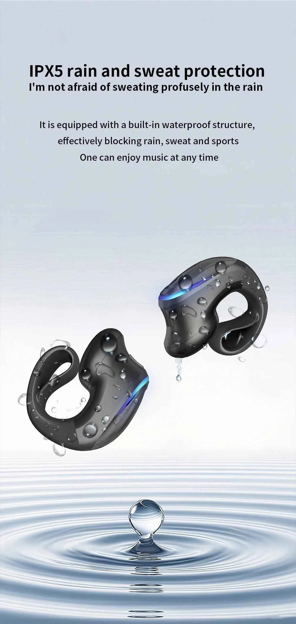 Wireless Bluetooth 5.3 Bone Conduction Clip Earphone | Single Ear Sport Headset