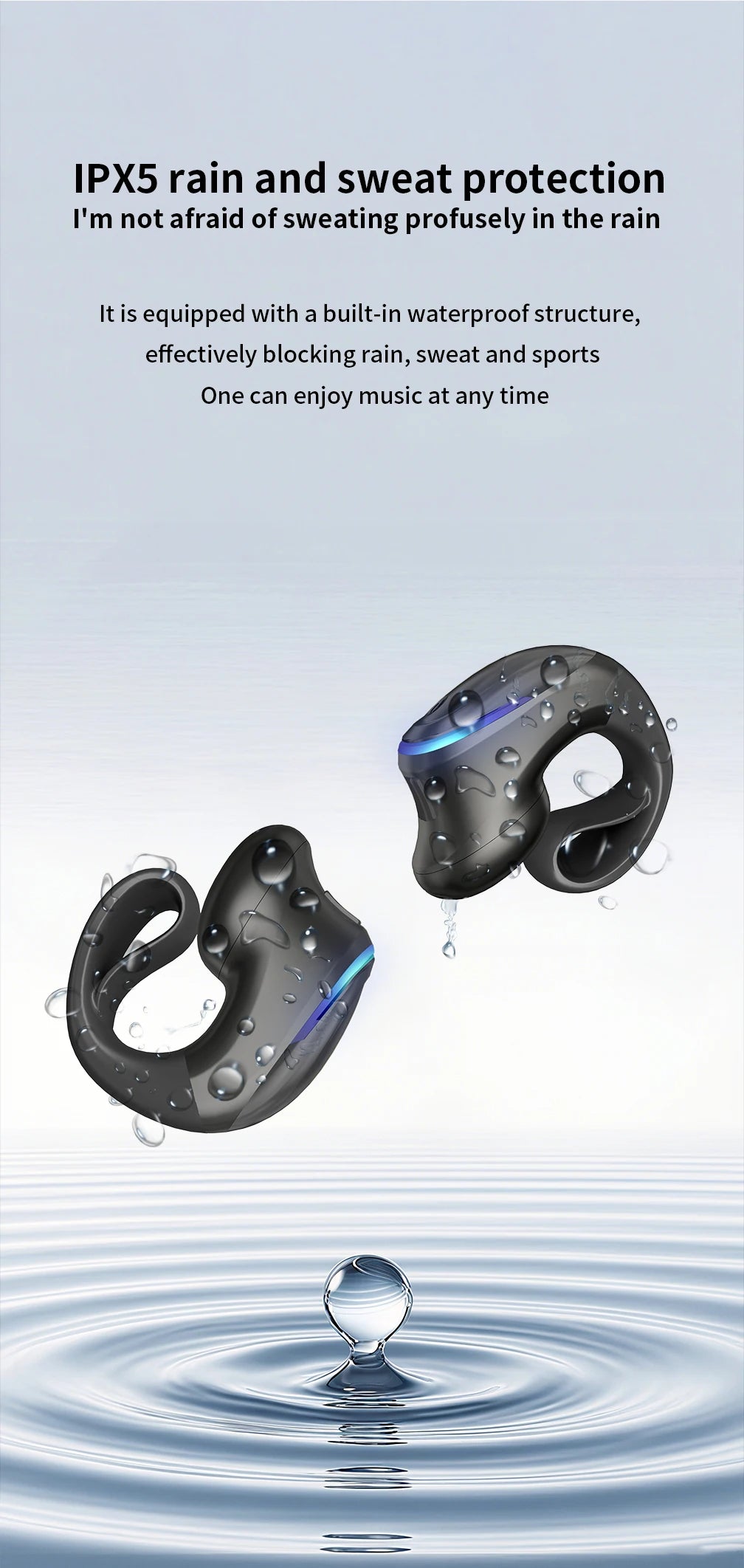 Wireless Bluetooth 5.3 Bone Conduction Clip Earphone | Single Ear Sport Headset