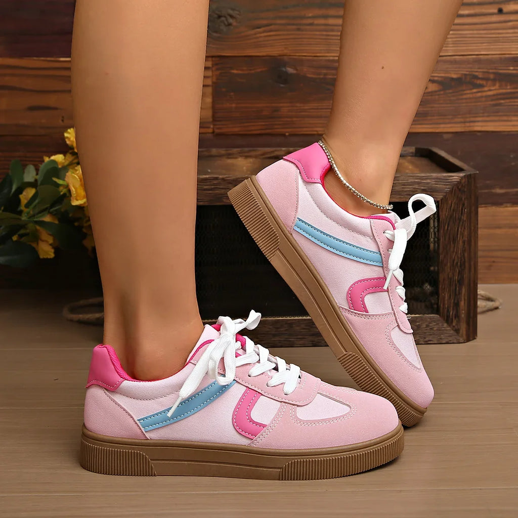 Women's Flat Casual Sports Sneakers | Lace-Up Rubber Sole