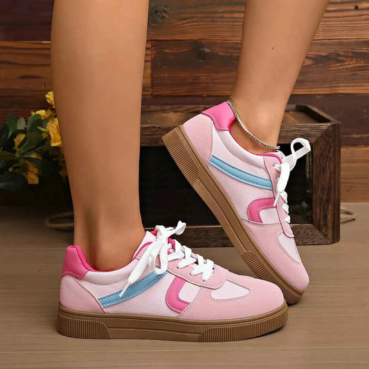 Women's Flat Casual Sports Sneakers | Lace-Up Rubber Sole