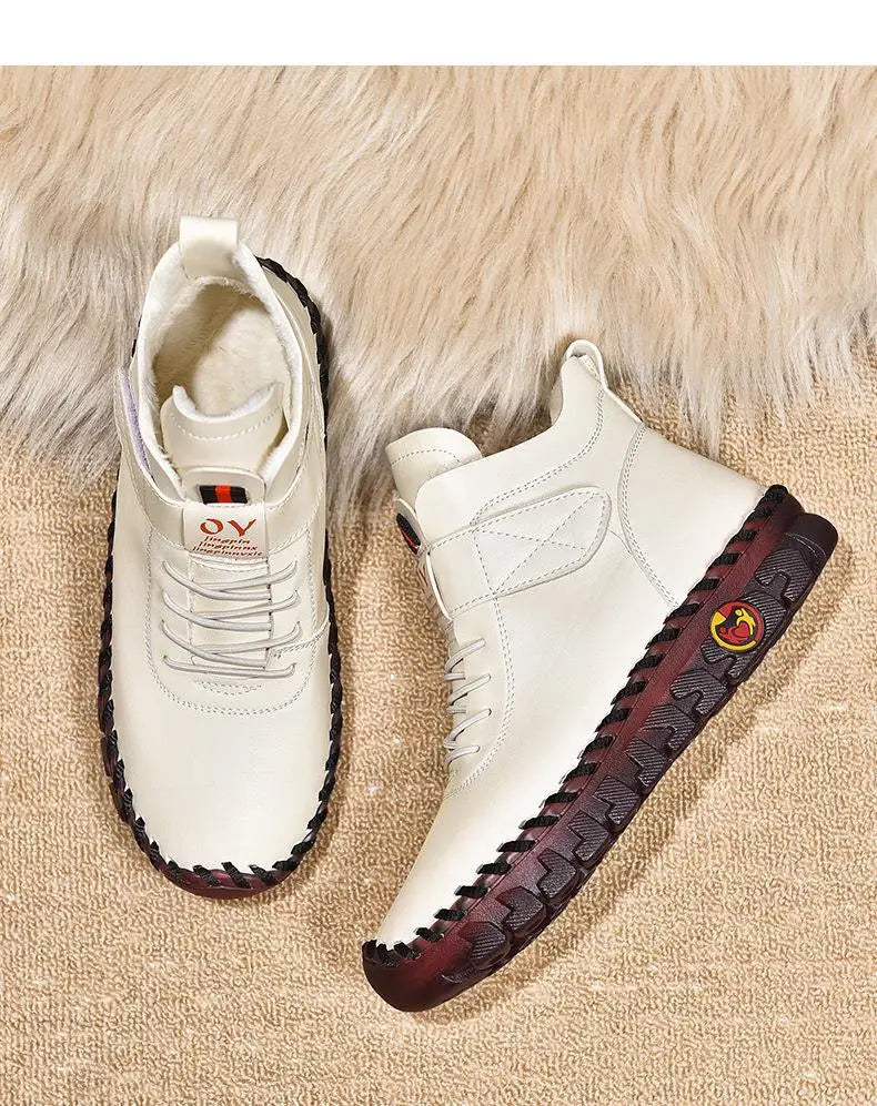 Women's waterproof ankle snow boots with faux fur lining by Jelieora Venture, featuring durable sole and stylish winter footwear.