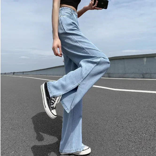 Women’s high waist wide-leg jeans by Jelieora Venture, featuring a relaxed fit and classic denim style in the image.