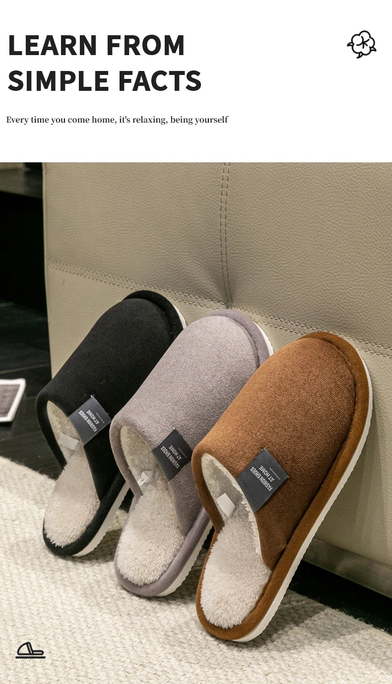 Men's warm house slippers by Jelieora Venture, featuring soft plush material and slip-on design for cozy indoor comfort.