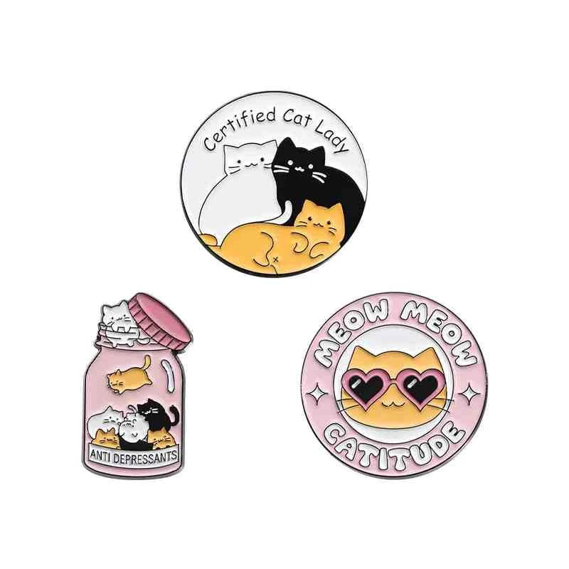 Cute Animals Enamel Pins Set: Adorable Cat & Capybara Badges for Every Outfit