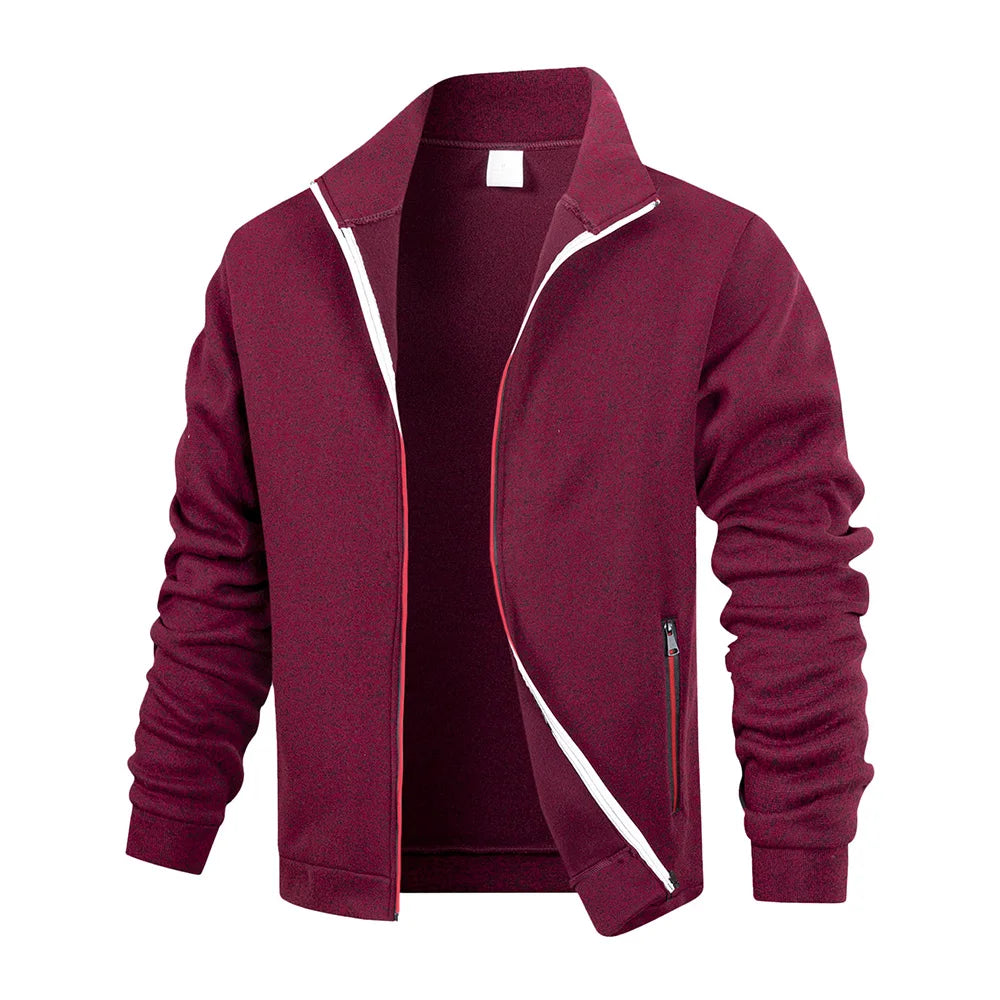 Men's navy fleece zip jacket by Jelieora Venture, featuring a front zipper, soft fleece material, and a casual fit.