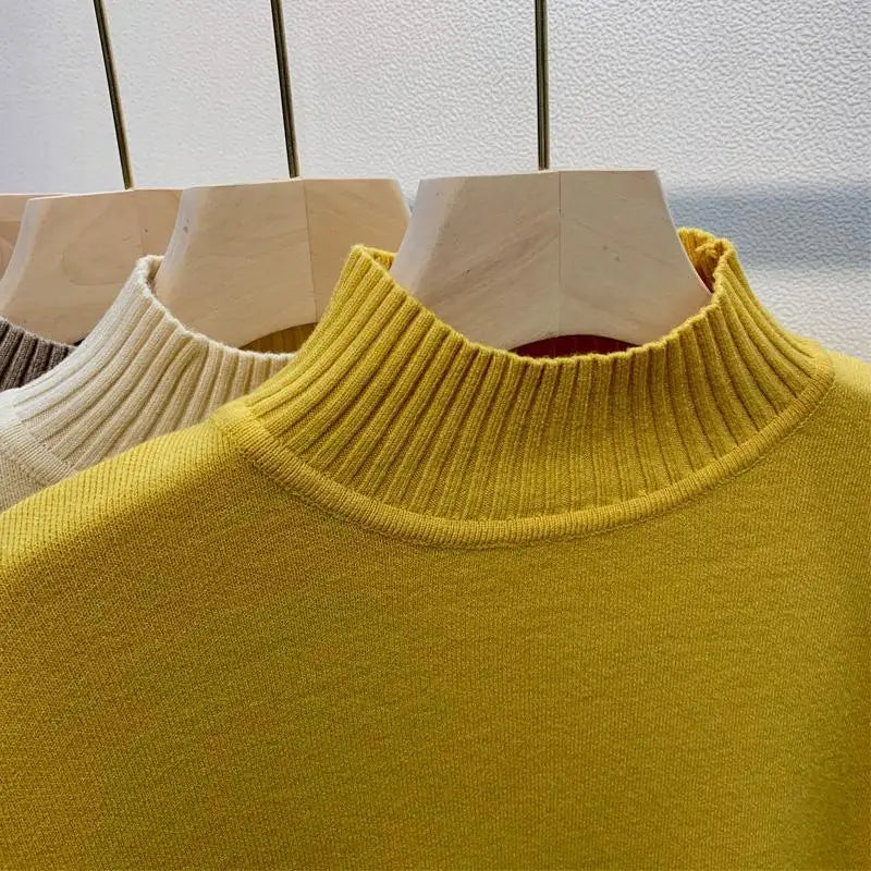 Women's turtleneck knit pullover sweater by Jelieora Venture, featuring a cozy, fitted design in soft, warm fabric.