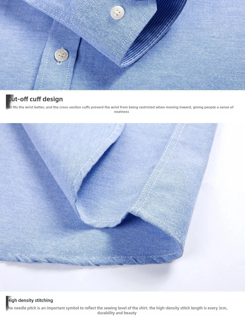Men's slim fit Oxford shirt by Jelieora Venture, featuring a classic collar, button front, and tailored fit in light blue fabric.