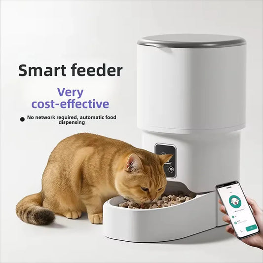 Jelieora Venture automatic pet feeder for dogs and cats with smart timer, remote app control, and visible food dispenser.