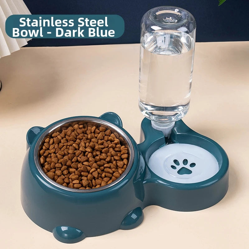 Jelieora Venture automatic pet feeder and water dispenser with slanted mouth for cats and dogs, no batteries or power needed.