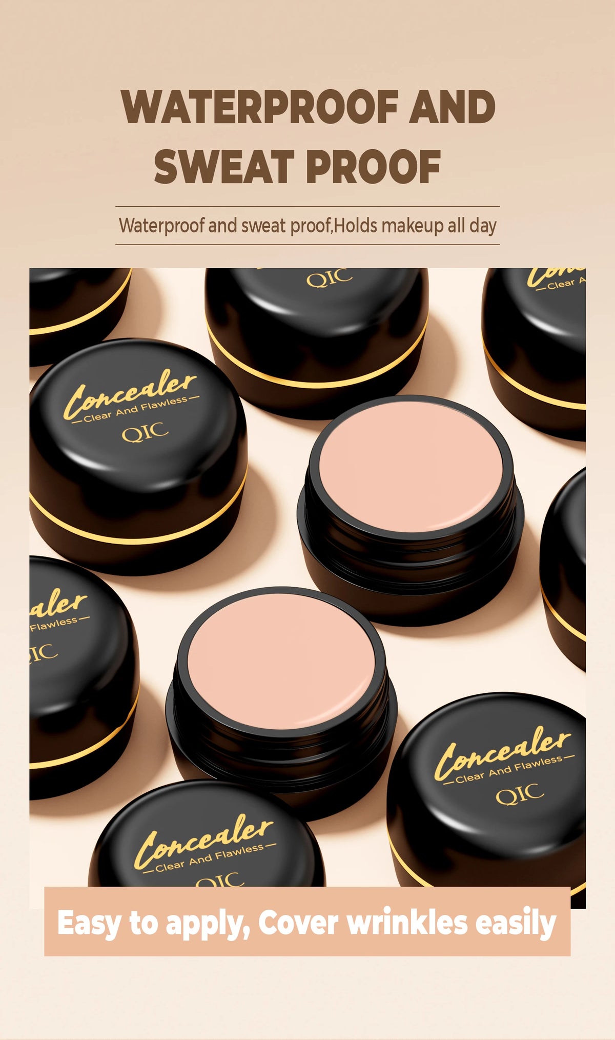 Jelieora Venture full coverage concealer and contour cream in a makeup palette with multiple shades for face contouring and concealing.