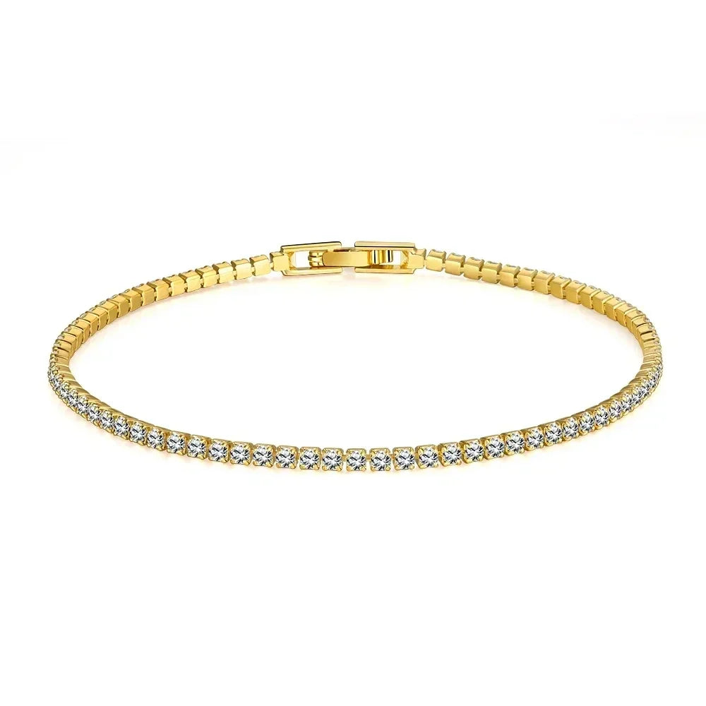 Sterling silver tennis bracelet with zirconia stones, adjustable 16-19cm, elegant jewelry by Jelieora Venture