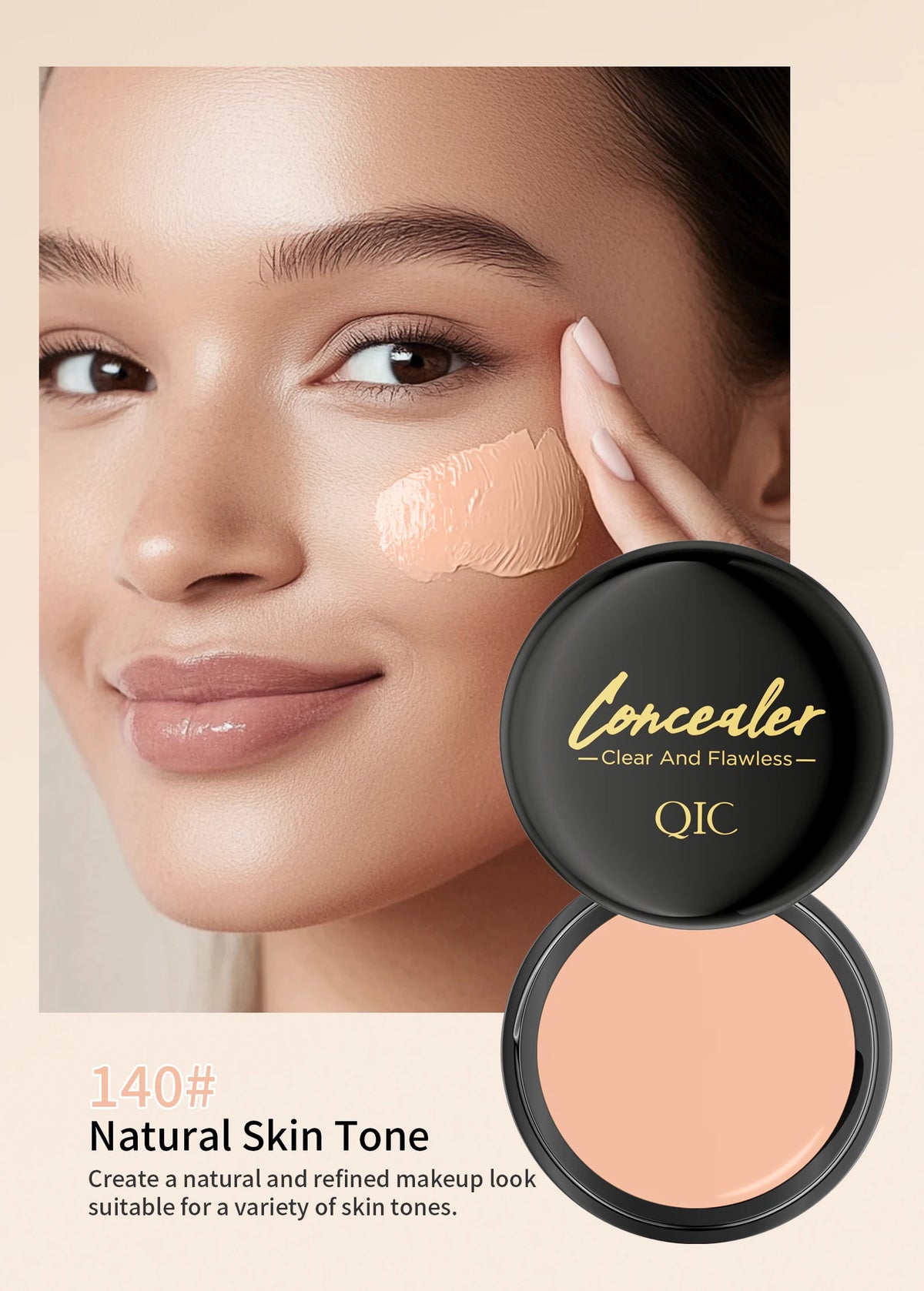Jelieora Venture full coverage concealer and contour cream in a makeup compact with a mirror, showcasing the product's packaging.