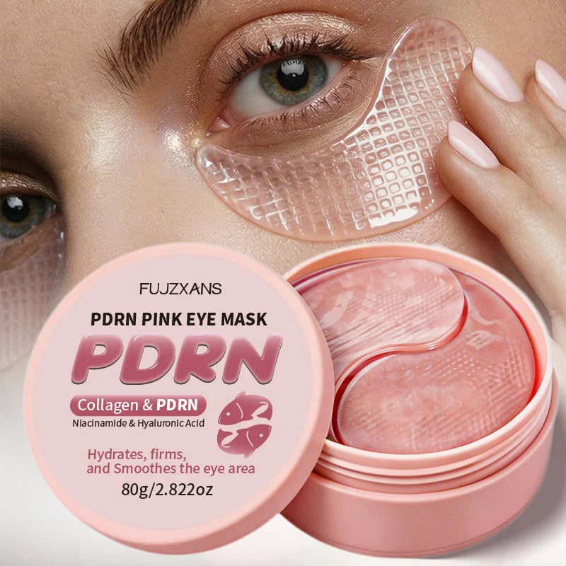Jelieora Venture PDRN Pink Under-Eye Mask with collagen, slip-resistant patches for dark circles and puffiness, youthful skin.