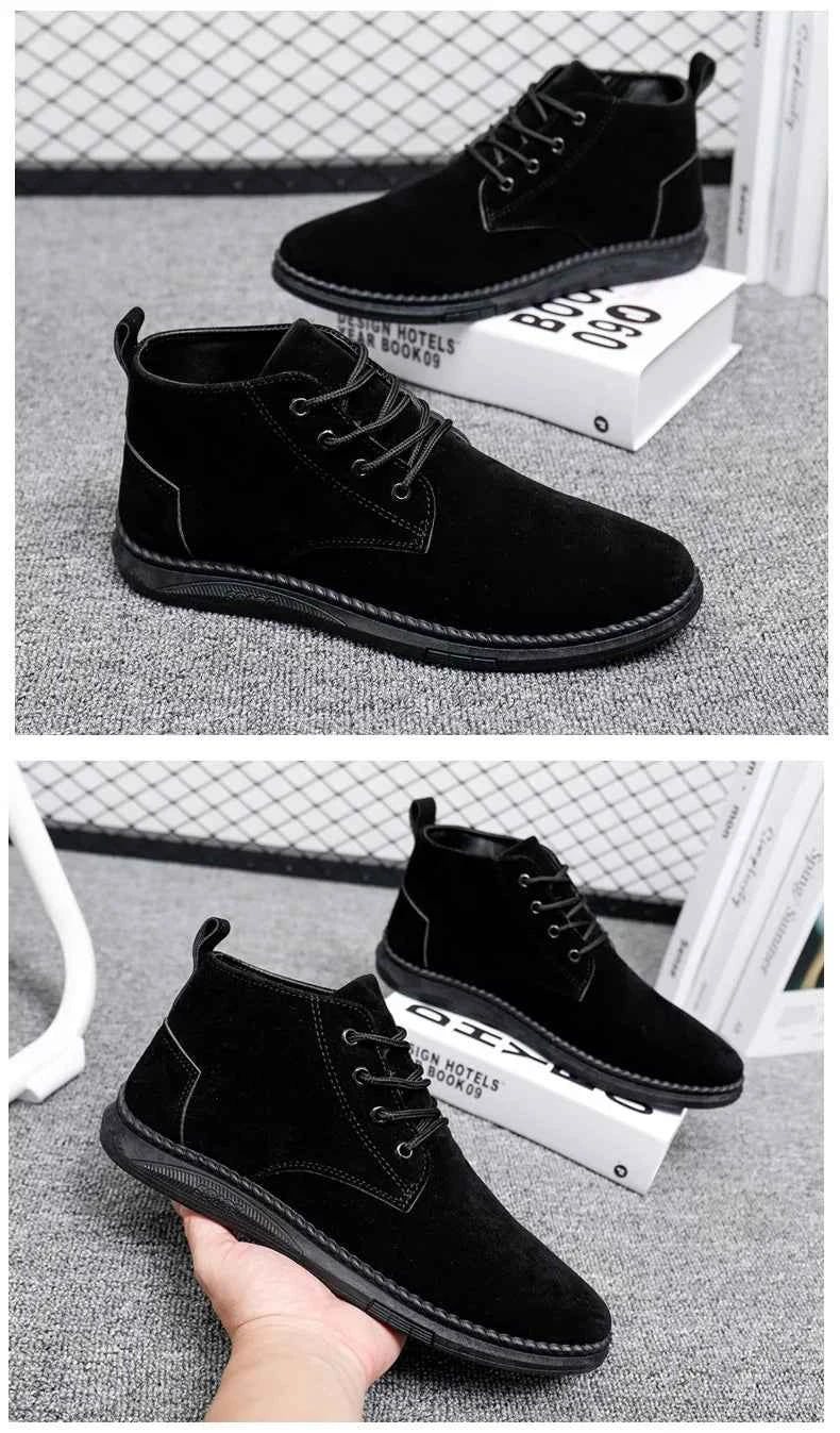 Men's High Top Faux Suede Lace-Up Casual Boots