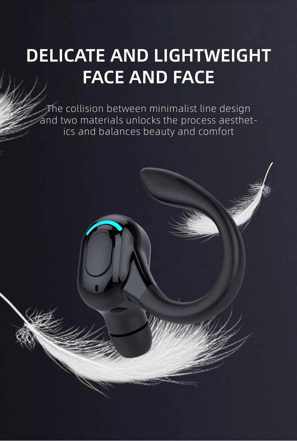 Bluetooth 5.2 Single Ear Wireless Earphone with Mic – Waterproof Mini Ear Hook (1 Earbud)