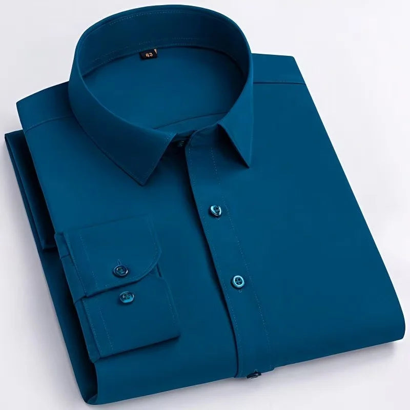 Men's slim fit long sleeve shirt by Jelieora Venture, shown in a stylish design with a button-down collar and tailored fit.
