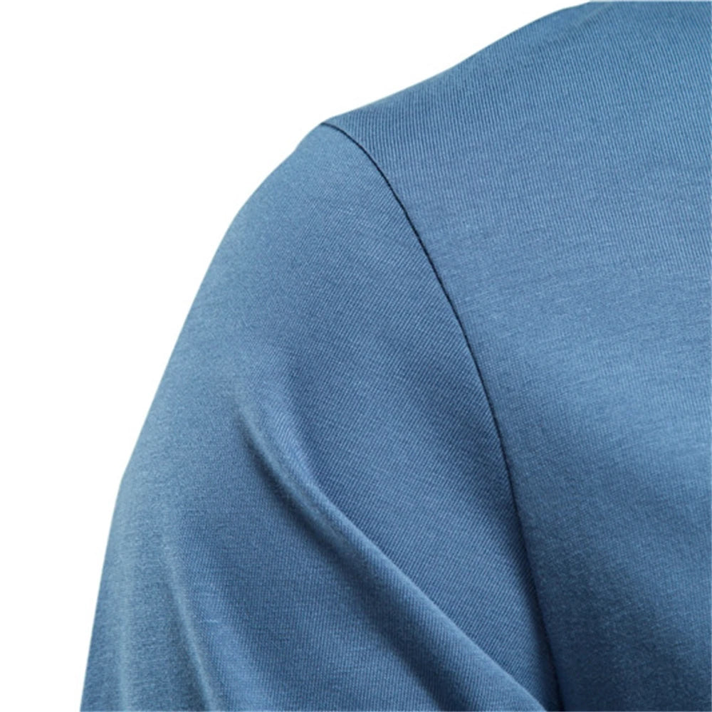 Men's cotton long sleeve T-shirt by Jelieora Venture, shown in a casual fit with a round neckline and soft fabric texture.