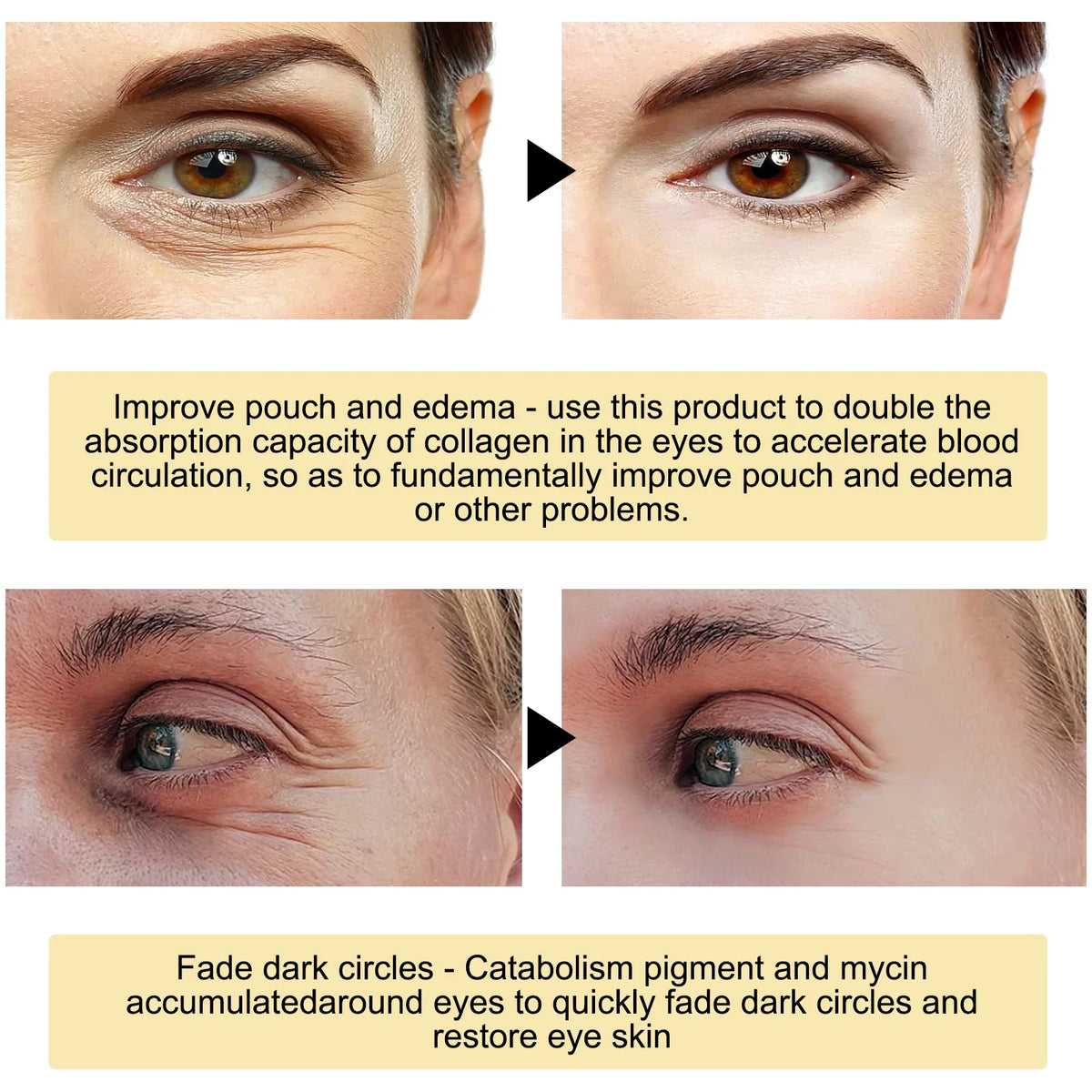 EELHOE 24k gold under eye patches by Jelieora Venture, 60 pcs, featuring collagen and hyaluronic acid for anti-aging and brightening.