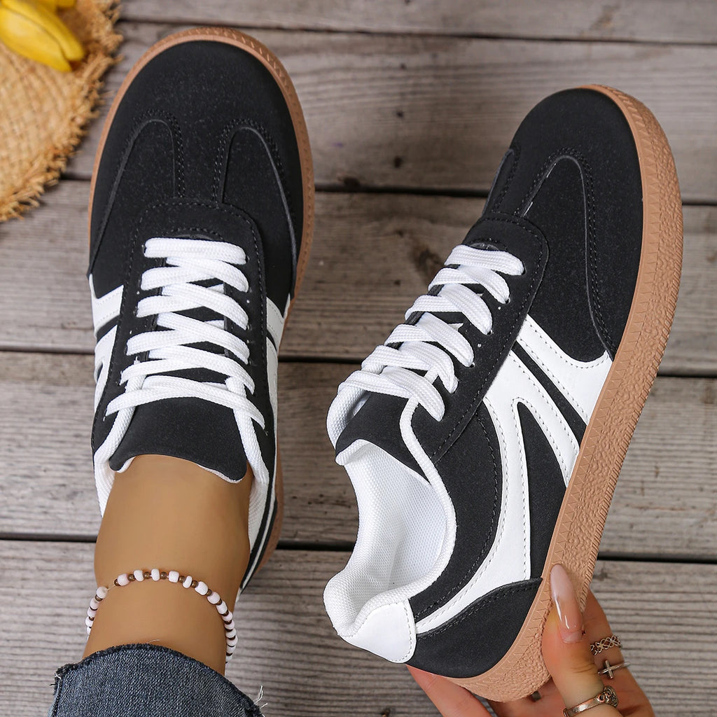 Women's Casual Lace-Up Sneakers | Round Toe Comfortable Walking Trainers