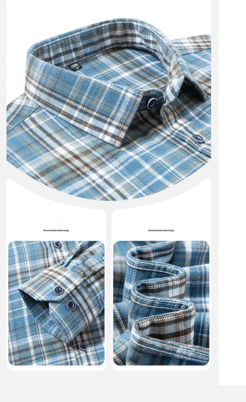Men's cotton flannel plaid shirt by Jelieora Venture, featuring long sleeves and a classic plaid pattern in extended sizes up to 11XL.