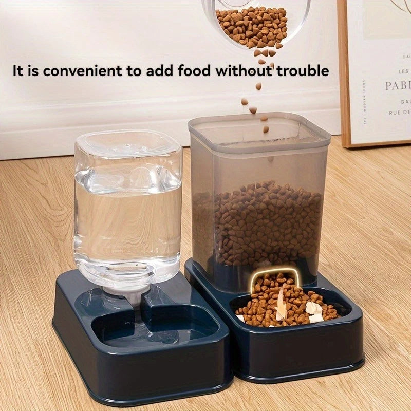 Jelieora Venture automatic pet feeder and water drinker set for cats and dogs with smart portion control, no batteries needed.