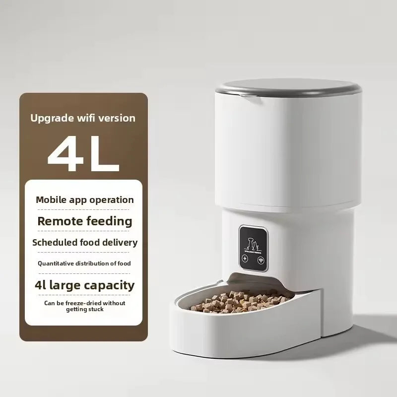 Jelieora Venture automatic pet feeder for dogs and cats with smart timer, remote control, and visible food dispenser for puppy and kitten feeding