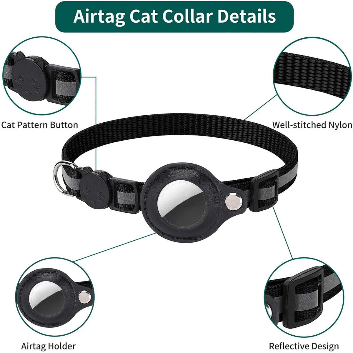Jelieora Venture cat Airtag collar with adjustable strap, pet supplies accessory for tracking cats.
