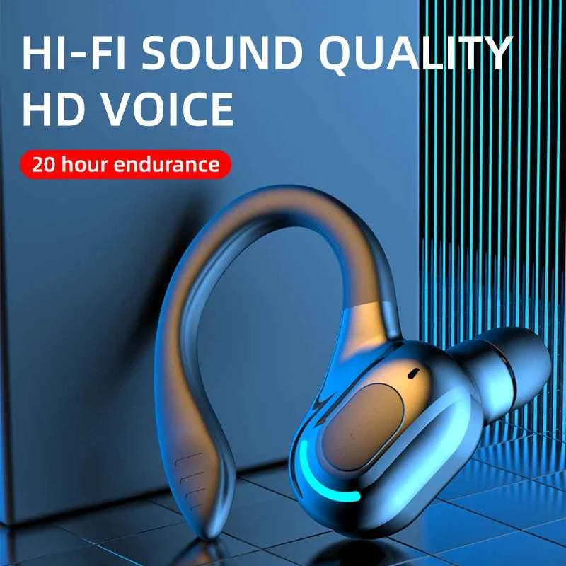 Bluetooth 5.2 Single Ear Wireless Earphone with Mic – Waterproof Mini Ear Hook (1 Earbud)