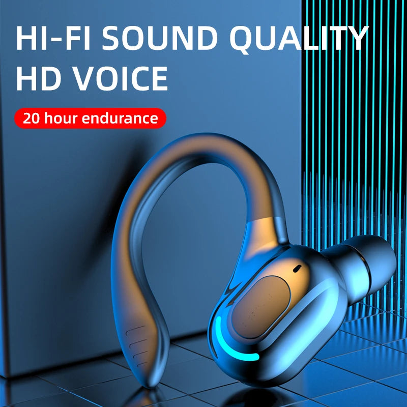 Bluetooth 5.2 Single Ear Wireless Earphone with Mic – Waterproof Mini Ear Hook (1 Earbud)
