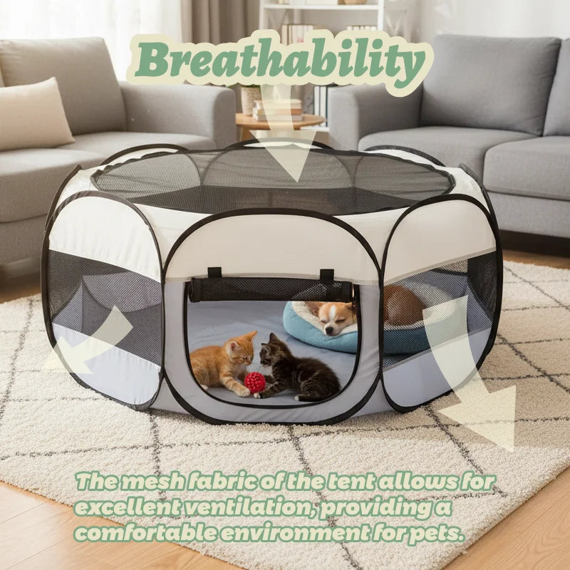 Foldable Jelieora Venture small animal playpen with cover, suitable for chicks, puppies, kittens, and other small pets indoors or outdoors.