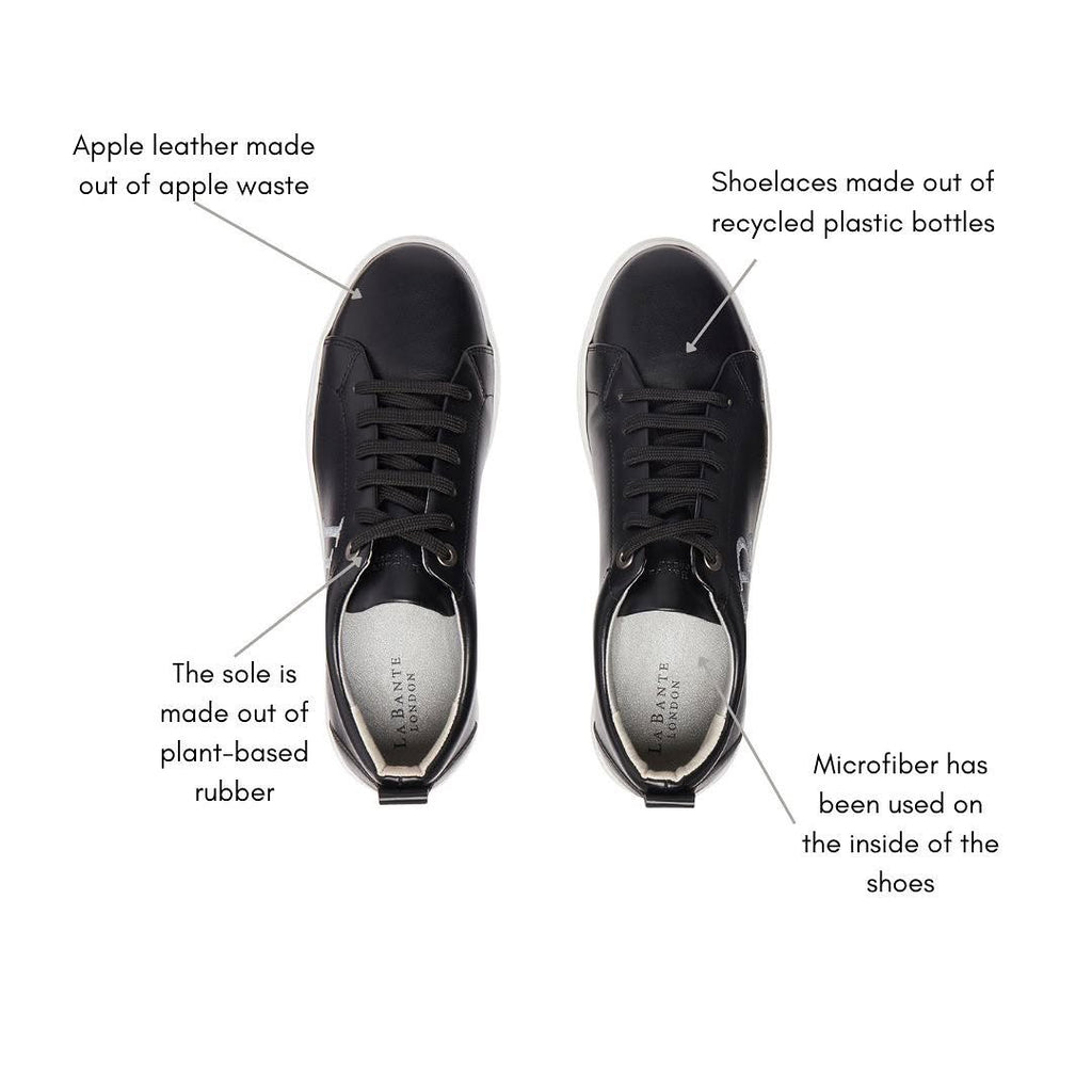 LB Black Apple Leather Sneakers for Women