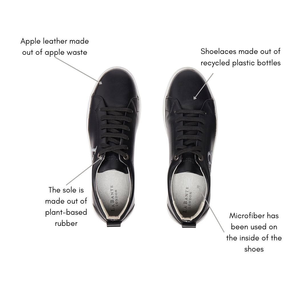 LB Black Apple Leather Sneakers for Women