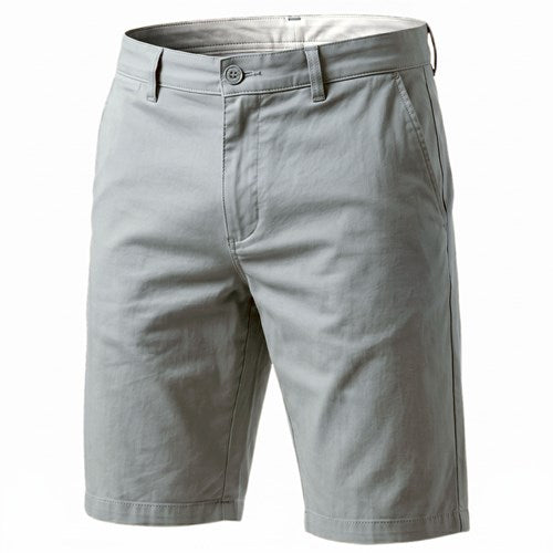 Slate blue men's cotton chino shorts by Ek Wholesale, featuring a casual fit and classic design.