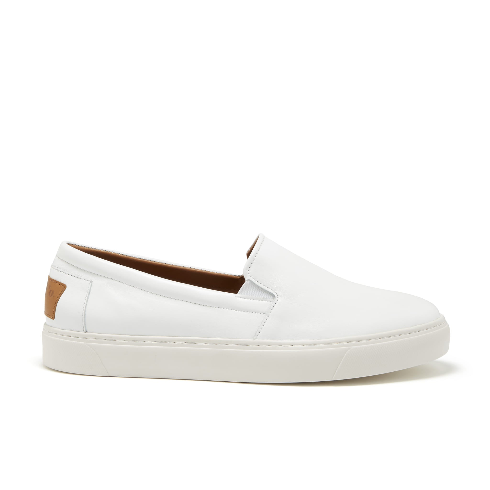Men's White Leather Slip-On Sneakers | Hugs & Co.