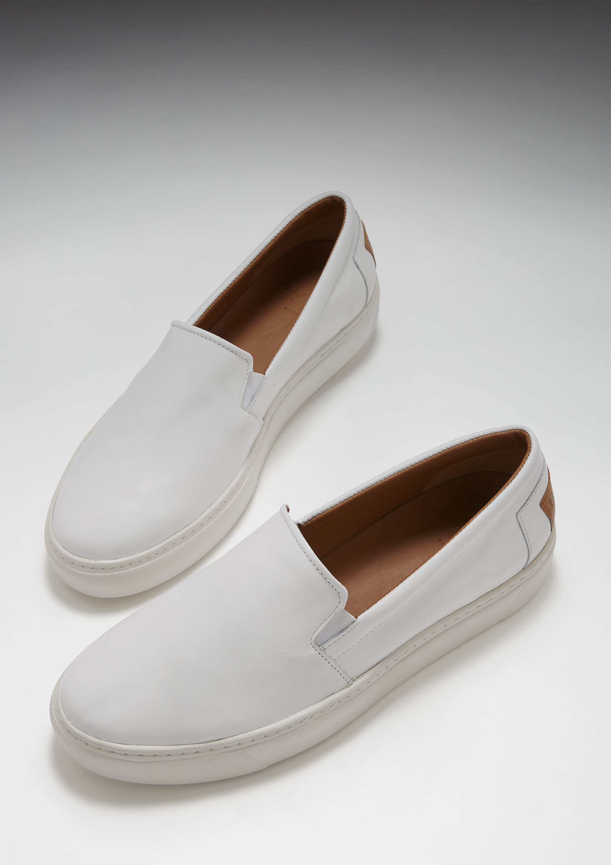 Men's White Leather Slip-On Sneakers | Hugs & Co.