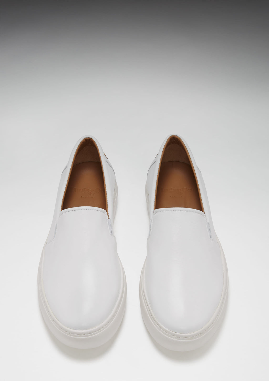 Men's White Leather Slip-On Sneakers | Hugs & Co.