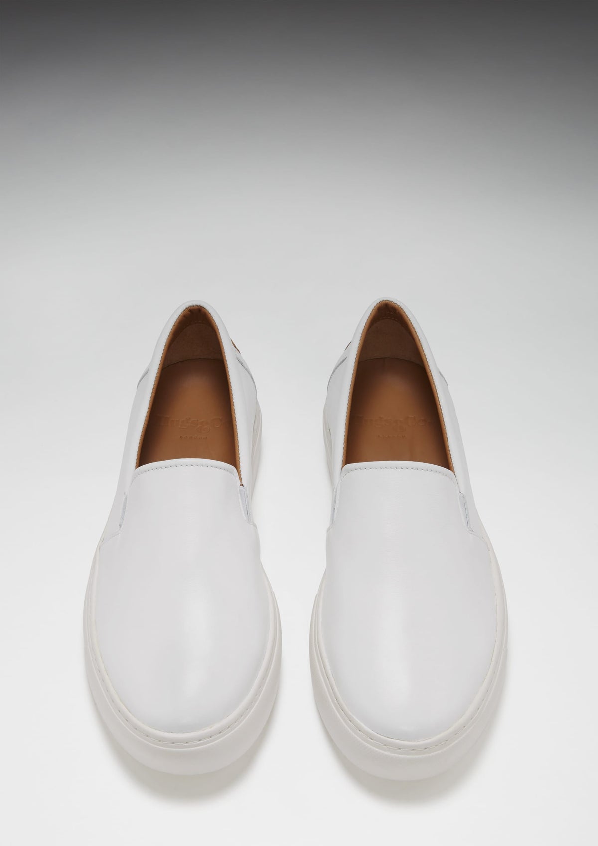 Men's White Leather Slip-On Sneakers | Hugs & Co.