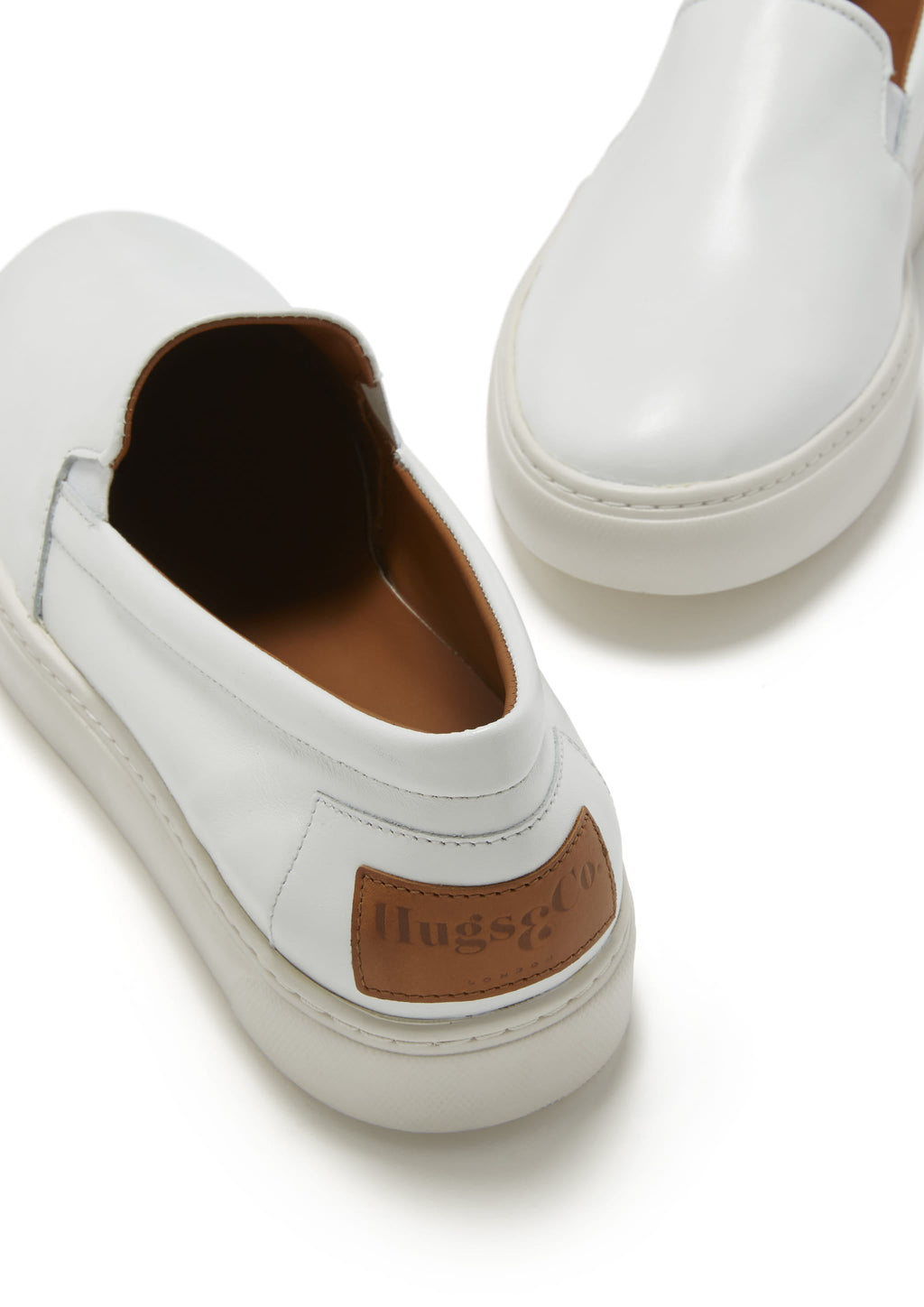 Men's White Leather Slip-On Sneakers | Hugs & Co.