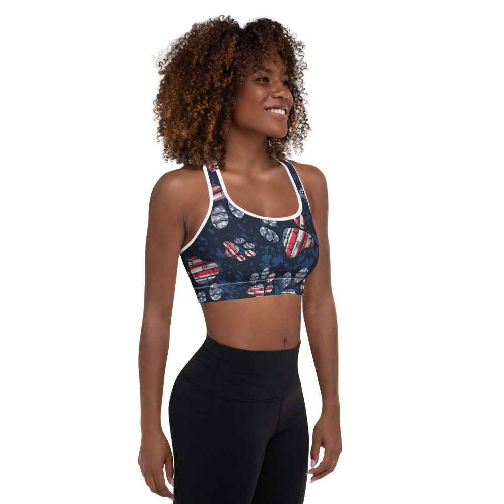 Patriotic Pup Padded Sports Bra