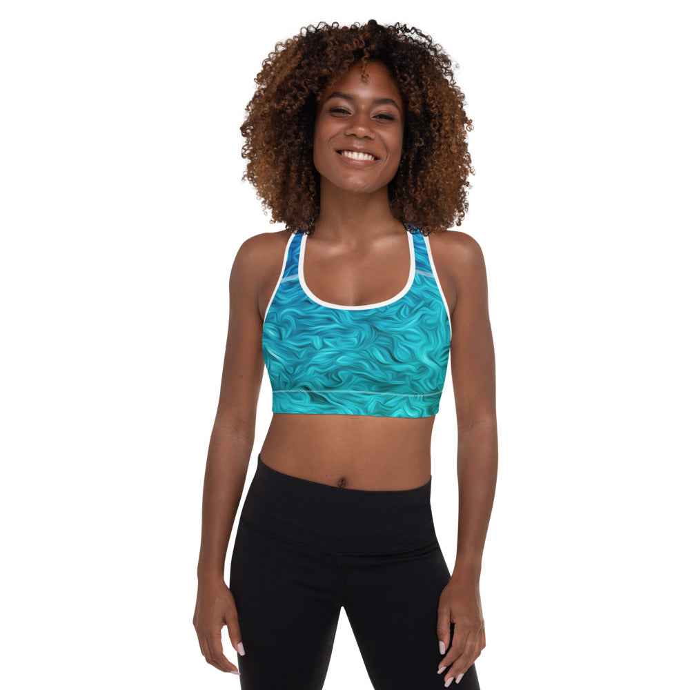 Blue Wave Padded Sports Bra