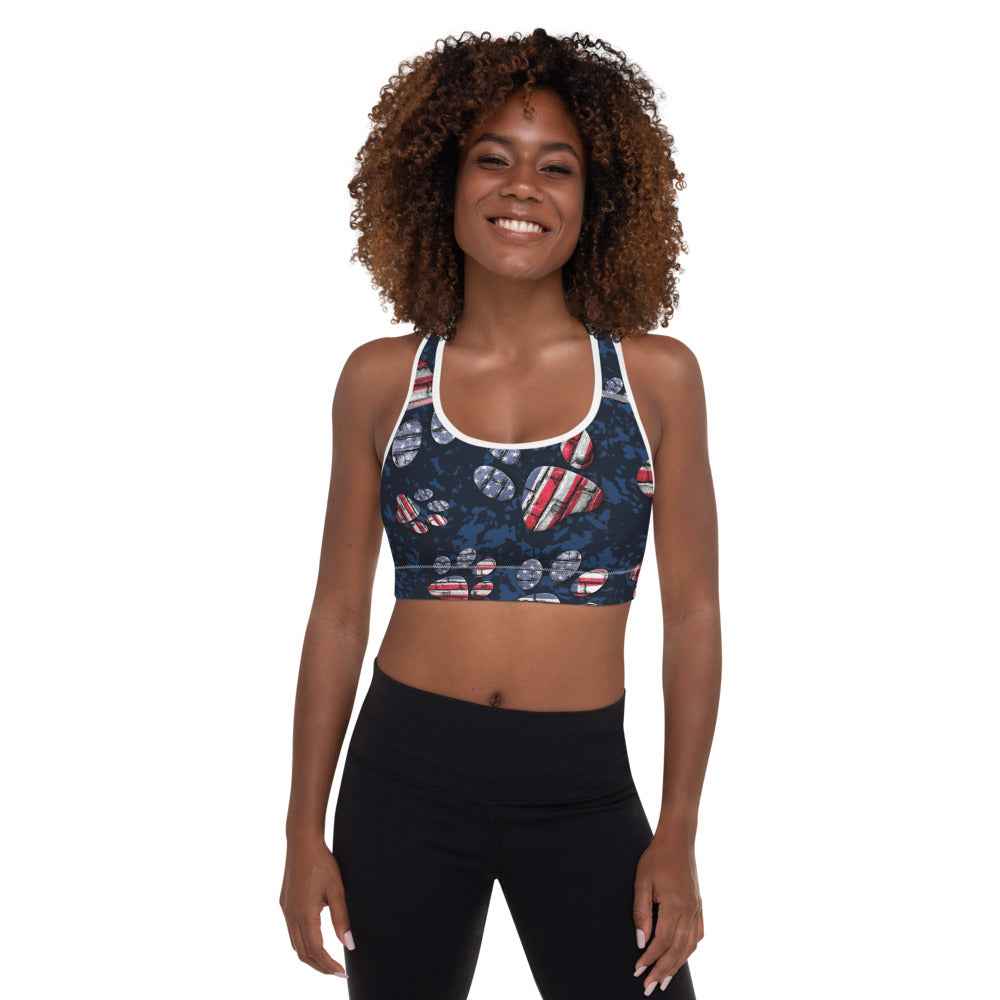 Patriotic Pup Padded Sports Bra
