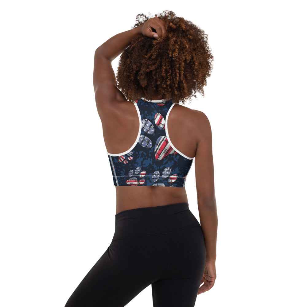 Patriotic Pup Padded Sports Bra