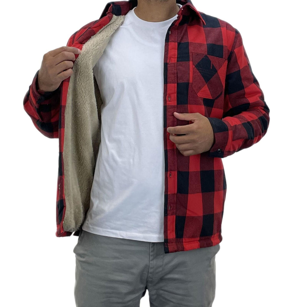 Mens Sherpa Lined Shirt UK | Fleece Work Shirt for Cold Weather